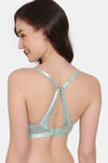 Zivame Coral Glaze Padded Non Wired 3/4Th Coverage Lace Bra - Granite Green — thumbnail 2